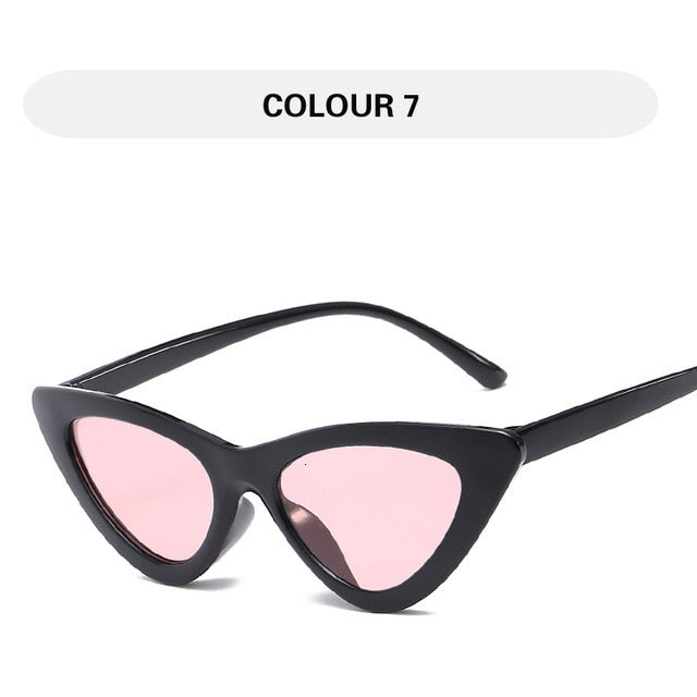 LONSY Fashion Cute Sexy Ladies Cat Eye Sunglasses Women Vintage Retro Small Triangular Cateye Glasses Female Oculos De Sol UV400