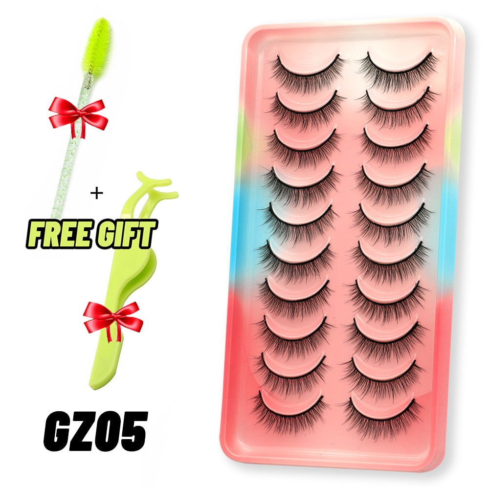 GROINNEYA Eyelashes 3D Mink Lashes Fluffy Soft Wispy Natural Cross Eyelash Extension Reusable Lashes Mink False Eyelashes Makeup