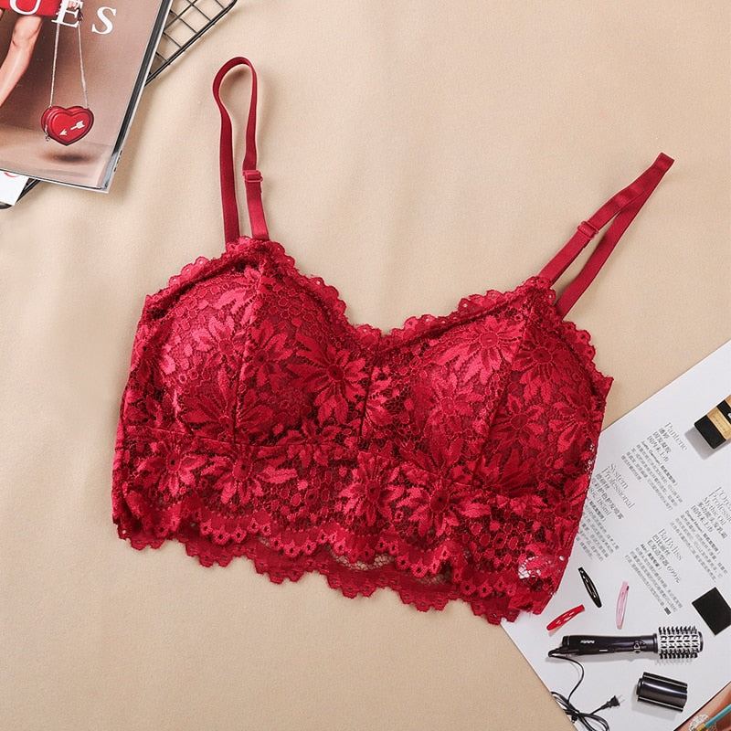 Lace Sexy Lingerie Wireless Bra For Women Padded Push Up Bralette Female Brassiere Summer Soft Backless Fashion bras Underwear