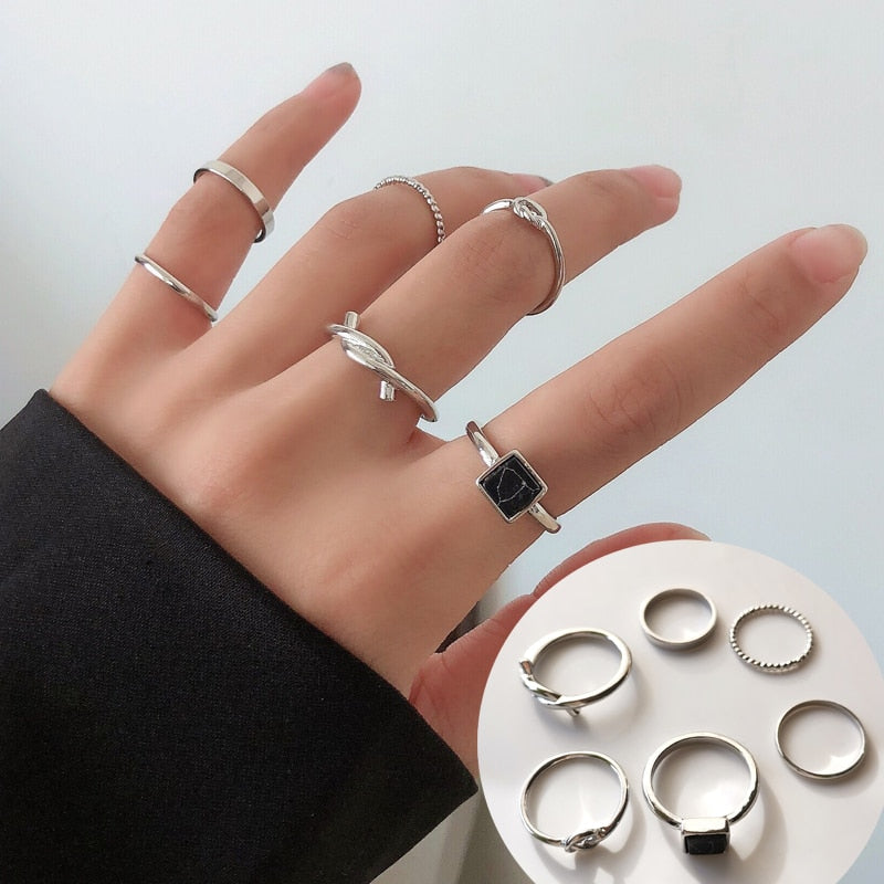 Fashion Jewelry Rings Set Hot Selling Metal Alloy Hollow Round Opening Women Finger Ring For Girl Lady Party Wedding Gifts