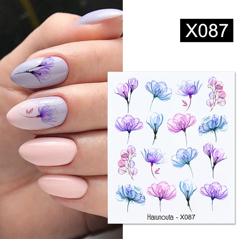 Harunouta 1 Sheet Nail Water Decals Transfer Lavender Spring Flower Leaves Nail Art Stickers Nail Art Manicure DIY