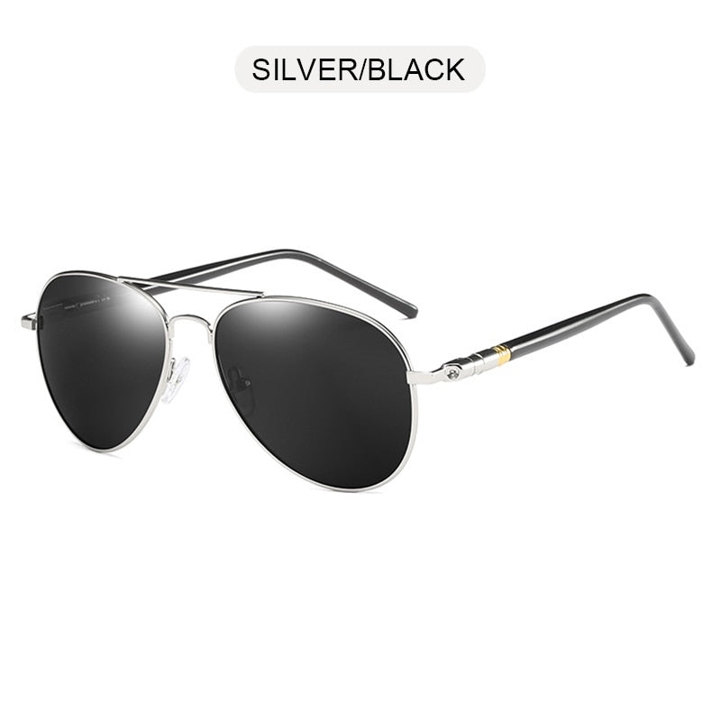 FUQIAN Fashion Pilot Men Polarized Sunglasses Oversized Metal Aviation Male Sun Glasses Classic Black Driving Shades UV400