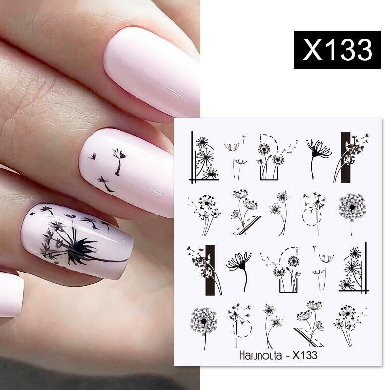 Harunouta 1 Sheet Nail Water Decals Transfer Lavender Spring Flower Leaves Nail Art Stickers Nail Art Manicure DIY