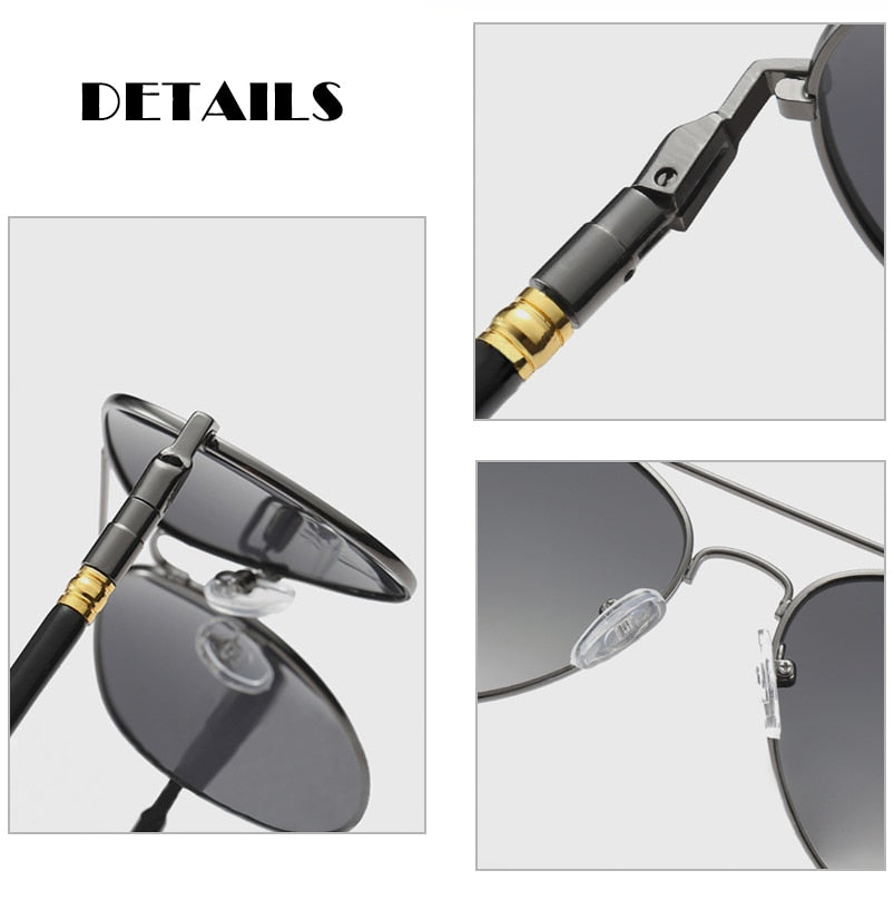 FUQIAN Fashion Pilot Men Polarized Sunglasses Oversized Metal Aviation Male Sun Glasses Classic Black Driving Shades UV400