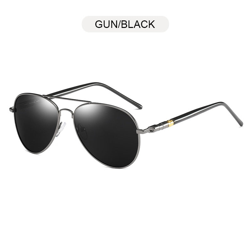 FUQIAN Fashion Pilot Men Polarized Sunglasses Oversized Metal Aviation Male Sun Glasses Classic Black Driving Shades UV400