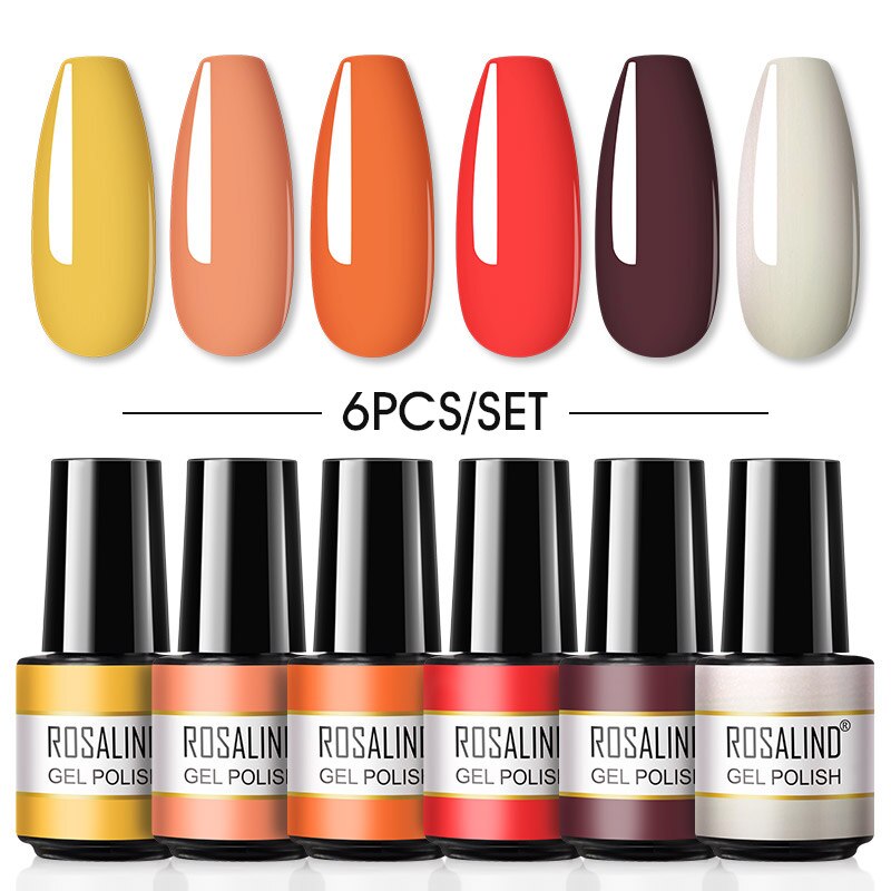 ROSALIND Gel Nail Polish Set 4PCS/6PCS Nail Kit Set Glitter vernis Semi Permanent  Base Top Coat  UV LED Nail Art Gel Polish Set