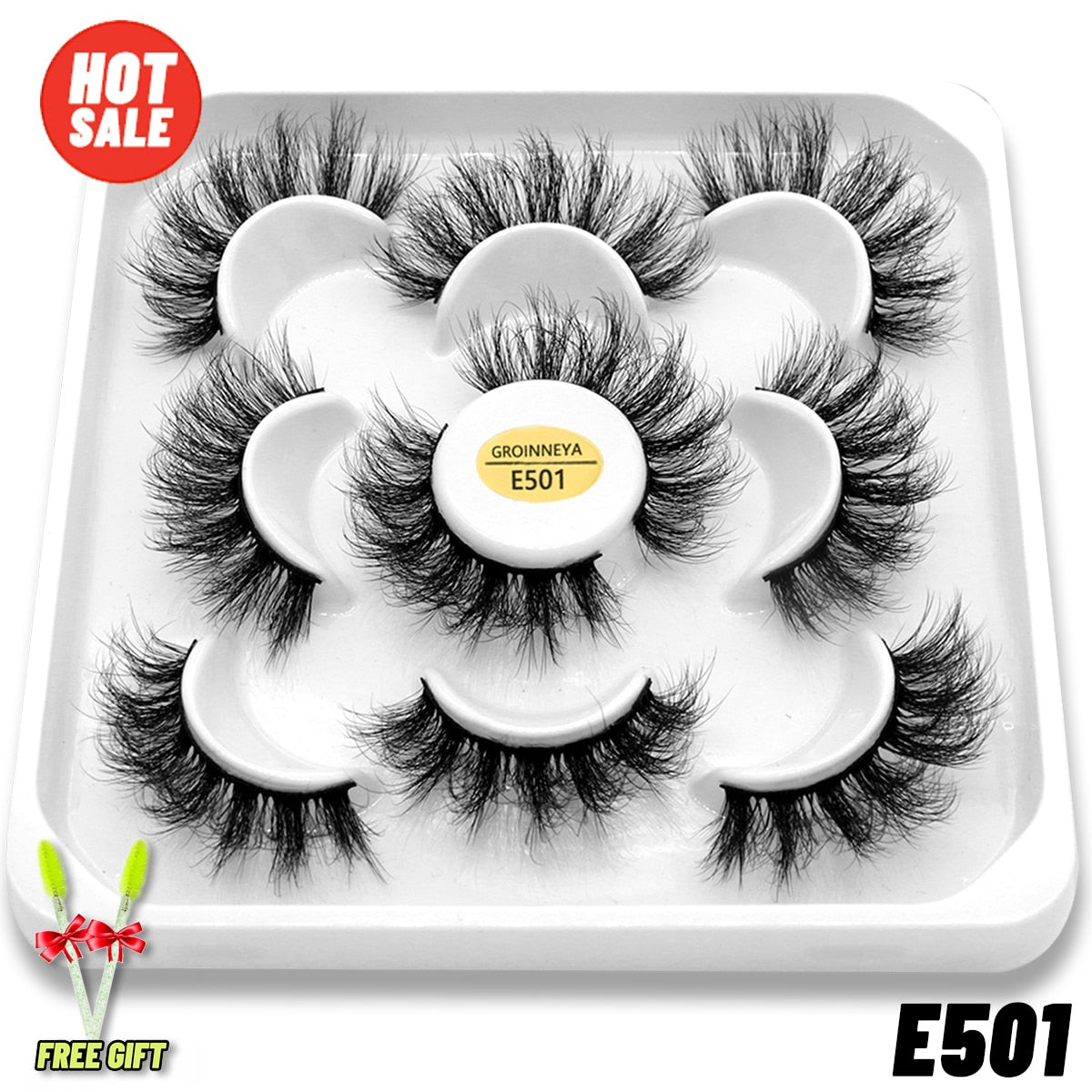 GROINNEYA Eyelashes 3D Mink Lashes Fluffy Soft Wispy Natural Cross Eyelash Extension Reusable Lashes Mink False Eyelashes Makeup