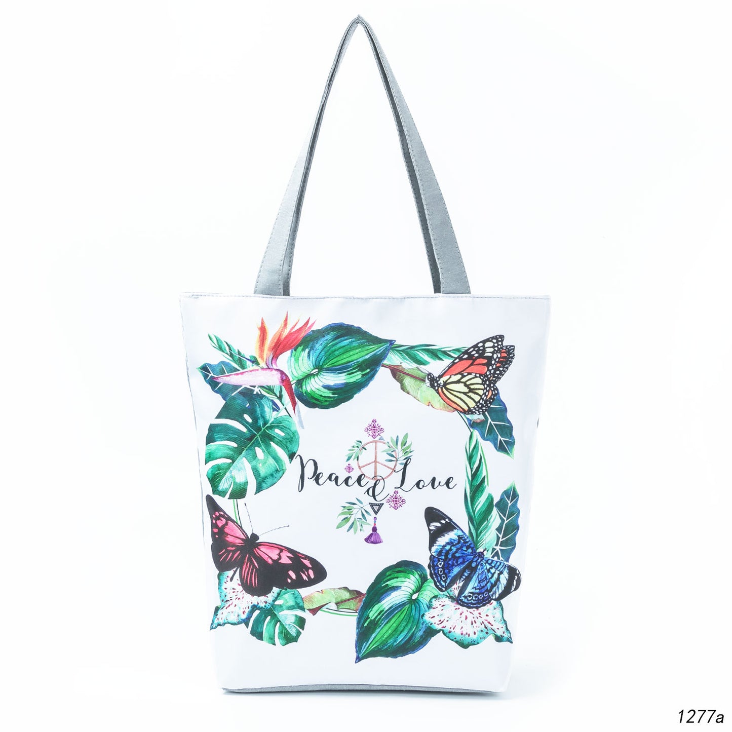 Miyahouse Summer Green Leaf Printed Women Handbag Foldable & Reusable Beach Bag Large Capacity Canvas Travel Bag For Female