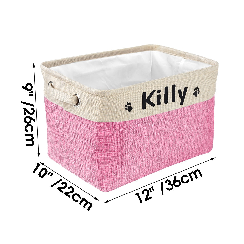 Personalized Dog Toy Basket No Smell Storage Box Free Print Name Storage Baskets For Dogs Clothes Shoes Pet Accessories With Paw