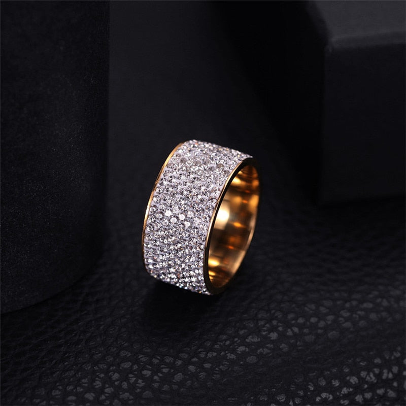 Wholesale 8 row Crystal Rings for Women Austria Crystal Ring Stainless Steel Bijoux For Women Wedding Jewelry