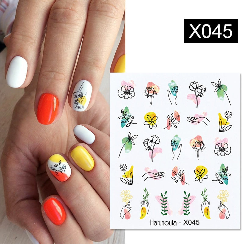 Harunouta 1 Sheet Nail Water Decals Transfer Lavender Spring Flower Leaves Nail Art Stickers Nail Art Manicure DIY