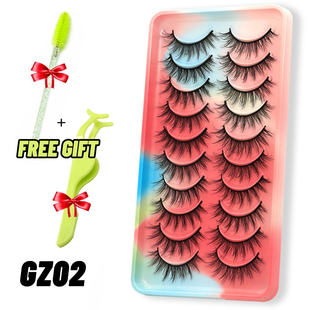 GROINNEYA Eyelashes 3D Mink Lashes Fluffy Soft Wispy Natural Cross Eyelash Extension Reusable Lashes Mink False Eyelashes Makeup