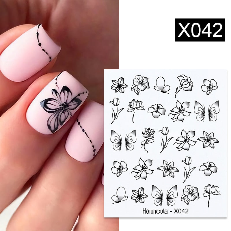 Harunouta 1 Sheet Nail Water Decals Transfer Lavender Spring Flower Leaves Nail Art Stickers Nail Art Manicure DIY