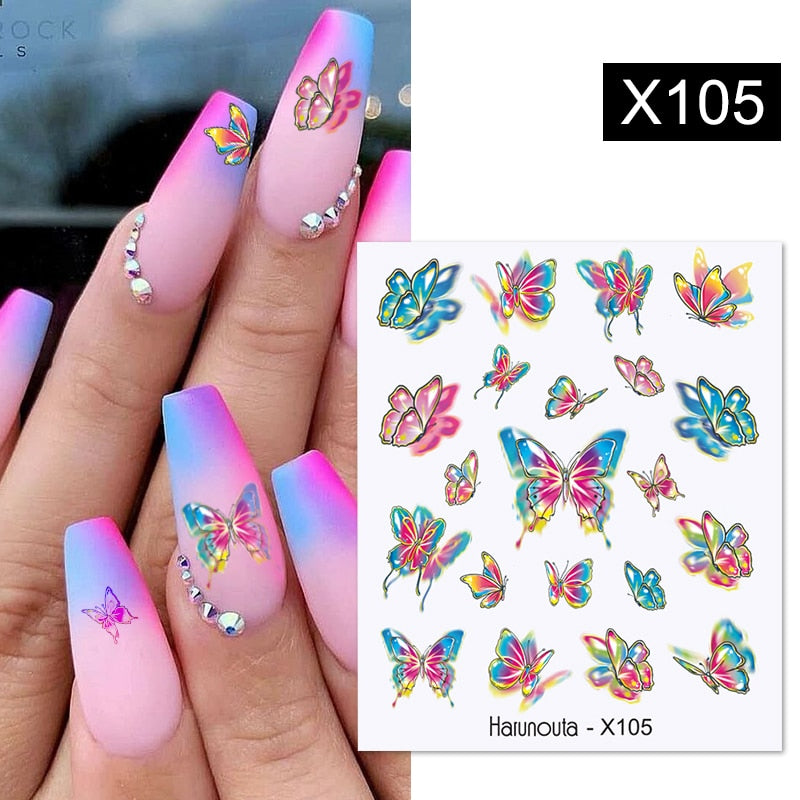 Harunouta 1 Sheet Nail Water Decals Transfer Lavender Spring Flower Leaves Nail Art Stickers Nail Art Manicure DIY