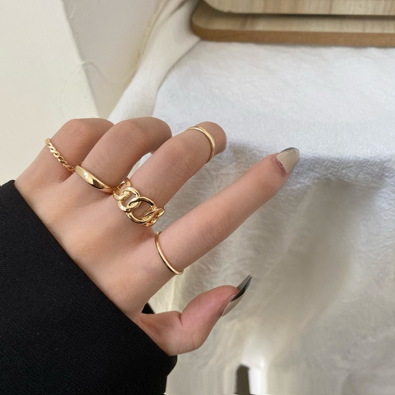 Fashion Jewelry Rings Set Hot Selling Metal Alloy Hollow Round Opening Women Finger Ring For Girl Lady Party Wedding Gifts