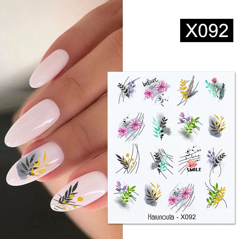 Harunouta 1 Sheet Nail Water Decals Transfer Lavender Spring Flower Leaves Nail Art Stickers Nail Art Manicure DIY