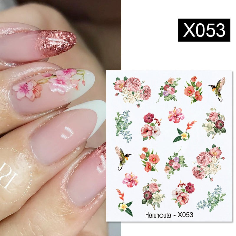 Harunouta 1 Sheet Nail Water Decals Transfer Lavender Spring Flower Leaves Nail Art Stickers Nail Art Manicure DIY