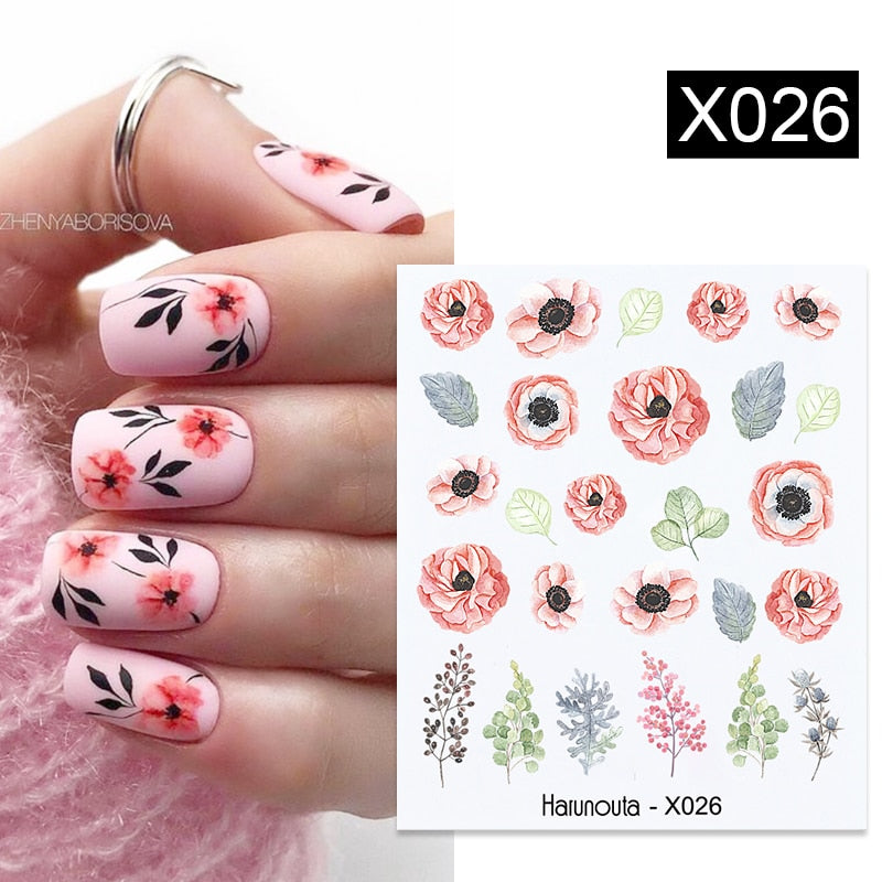 Harunouta 1 Sheet Nail Water Decals Transfer Lavender Spring Flower Leaves Nail Art Stickers Nail Art Manicure DIY