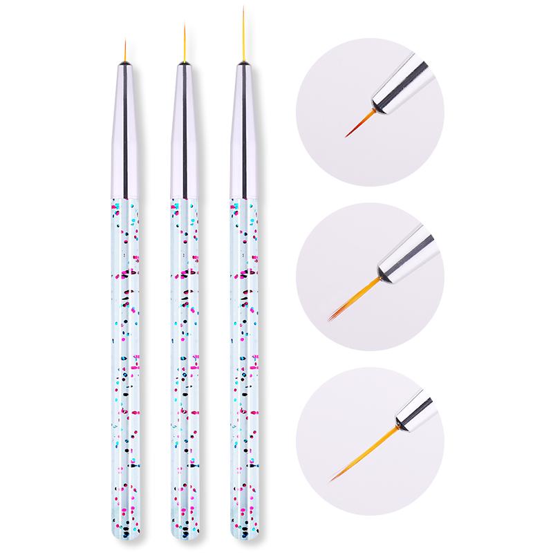 3Pcs French Stripe Nail Art Liner Brush Set Tips Ultra-thin Line Drawing Pen Dual End UV Gel Painting Brushes Manicure Tools