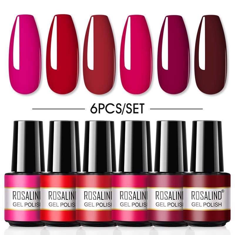 ROSALIND Gel Nail Polish Set 4PCS/6PCS Nail Kit Set Glitter vernis Semi Permanent  Base Top Coat  UV LED Nail Art Gel Polish Set