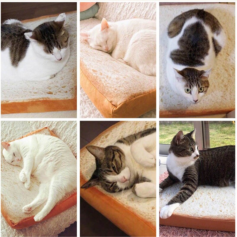 Cat Bed Removable Design Dog Kennel Pet Toast Bread Cat Dog Mats Soft Bed Rug Cushion Wash Detachable Soft Sofa Small Dog Beds