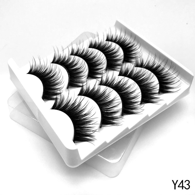 GROINNEYA Eyelashes 3D Mink Lashes Fluffy Soft Wispy Natural Cross Eyelash Extension Reusable Lashes Mink False Eyelashes Makeup