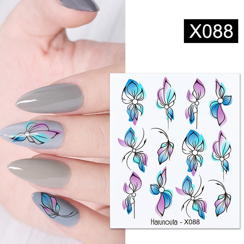 Harunouta 1 Sheet Nail Water Decals Transfer Lavender Spring Flower Leaves Nail Art Stickers Nail Art Manicure DIY