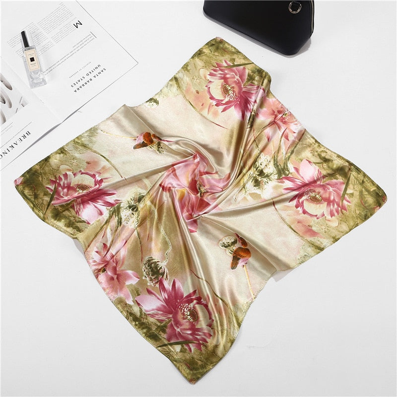 Scarf Satin Bandana Kerchief Silk Women's Luxury Brand Designer Summer Small Bag Wrap Retro Paisley Scarves Muslim Islamic