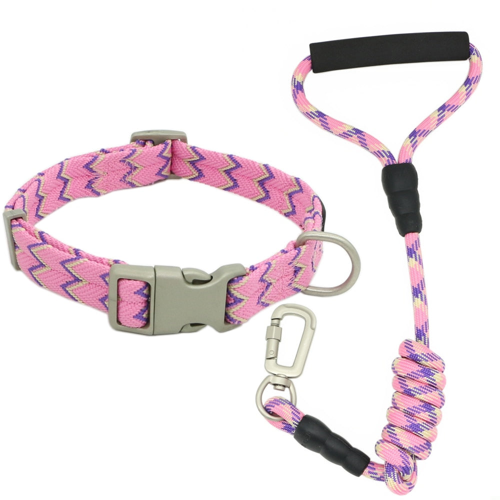 Nylon Dog Collars Leashes Adjustable Dog Rock Climbing Dogs Collar for Small Medium Large Pet Collars Leashes Set  S-XL