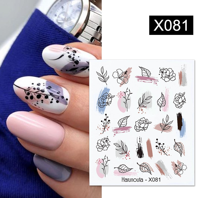 Harunouta 1 Sheet Nail Water Decals Transfer Lavender Spring Flower Leaves Nail Art Stickers Nail Art Manicure DIY