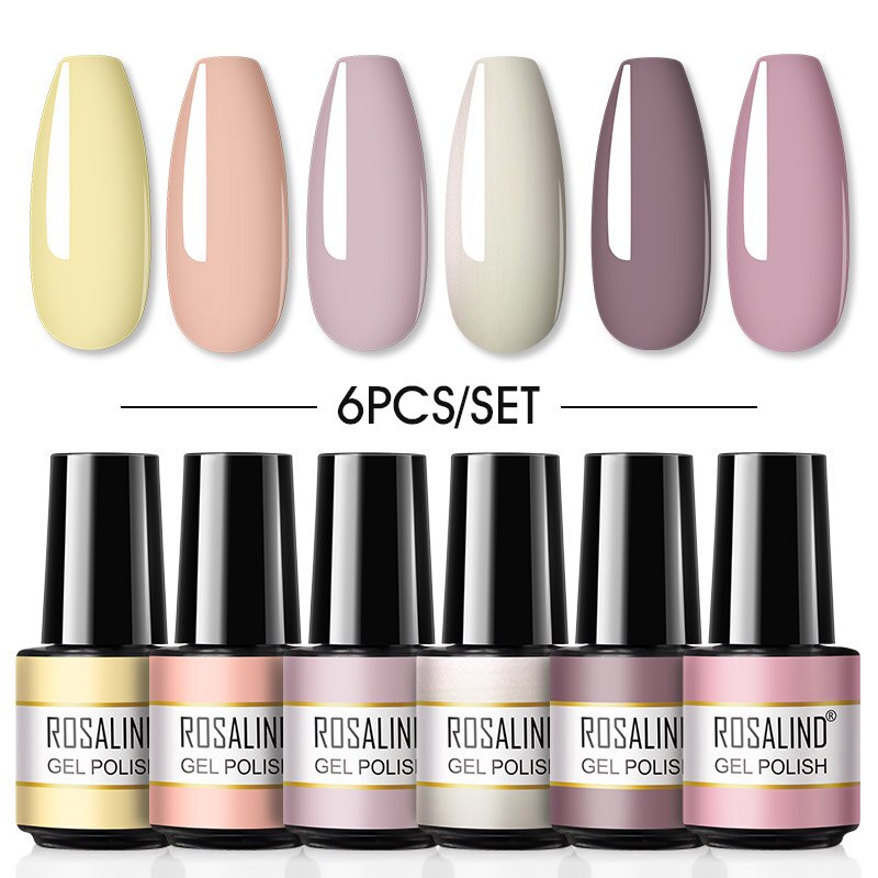 ROSALIND Gel Nail Polish Set 4PCS/6PCS Nail Kit Set Glitter vernis Semi Permanent  Base Top Coat  UV LED Nail Art Gel Polish Set