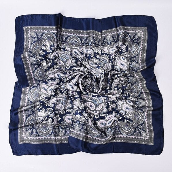 Scarf Satin Bandana Kerchief Silk Women's Luxury Brand Designer Summer Small Bag Wrap Retro Paisley Scarves Muslim Islamic