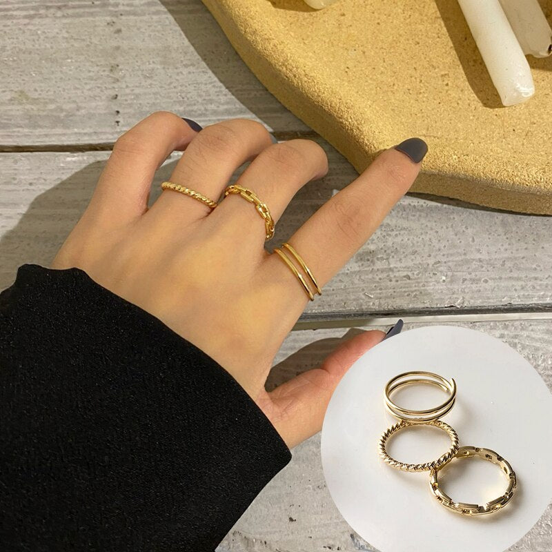 Fashion Jewelry Rings Set Hot Selling Metal Alloy Hollow Round Opening Women Finger Ring For Girl Lady Party Wedding Gifts