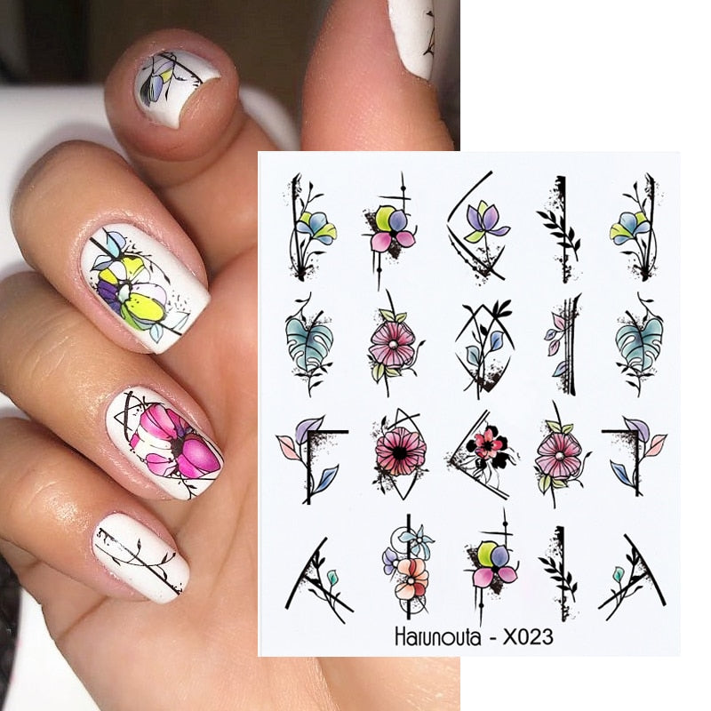 Harunouta 1 Sheet Nail Water Decals Transfer Lavender Spring Flower Leaves Nail Art Stickers Nail Art Manicure DIY