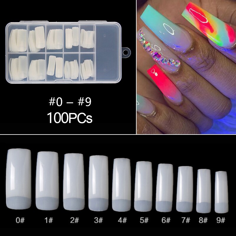 RIKONKA 100/500pcs/Bag False Ballerina Natural/Transparent Coffin Fake Nails Manicure Nails for Extension&amp;Protection Nail Art