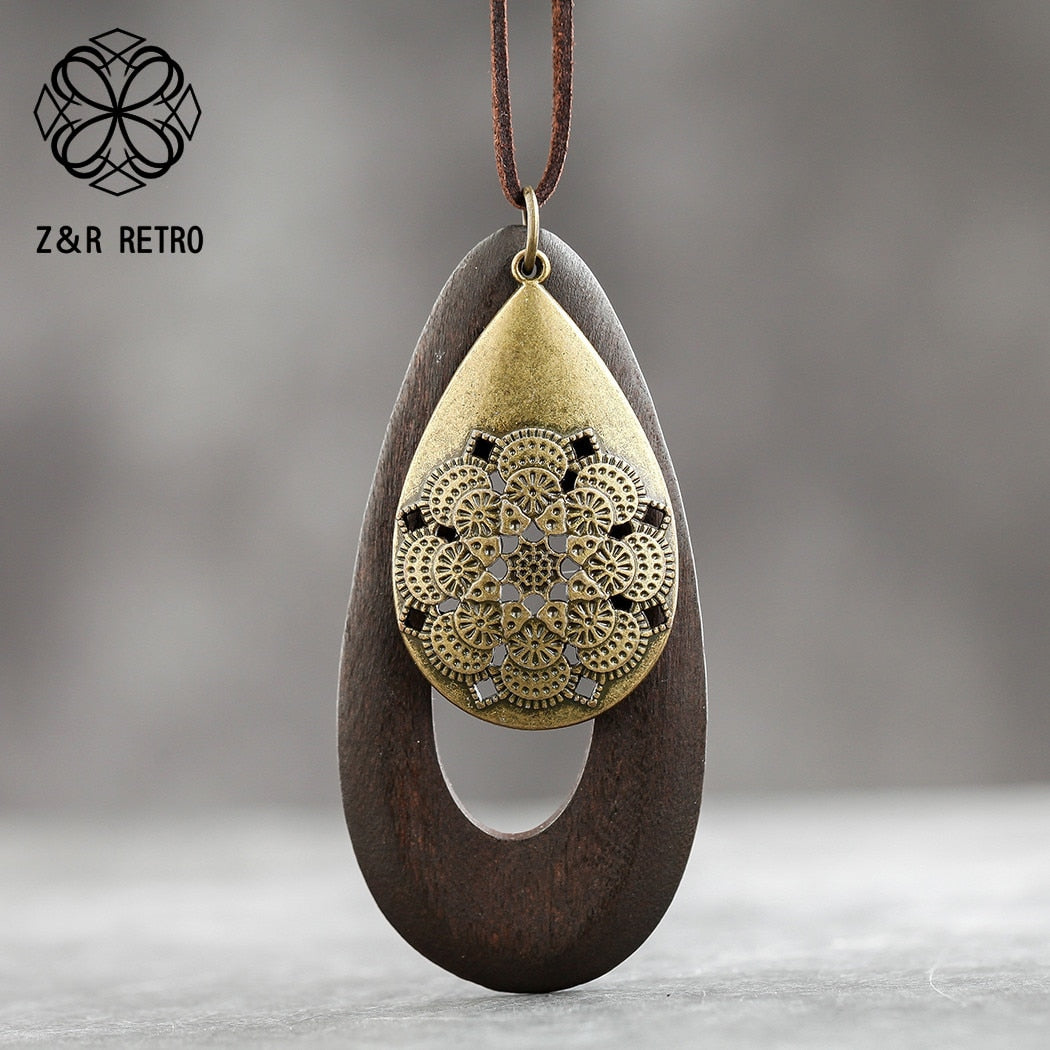 Long Chain Geometric Pendant Wooden Necklaces & Pendants Sweater New in 2023 Necklaces Handmade Fashion Jewelry Gifts For Women