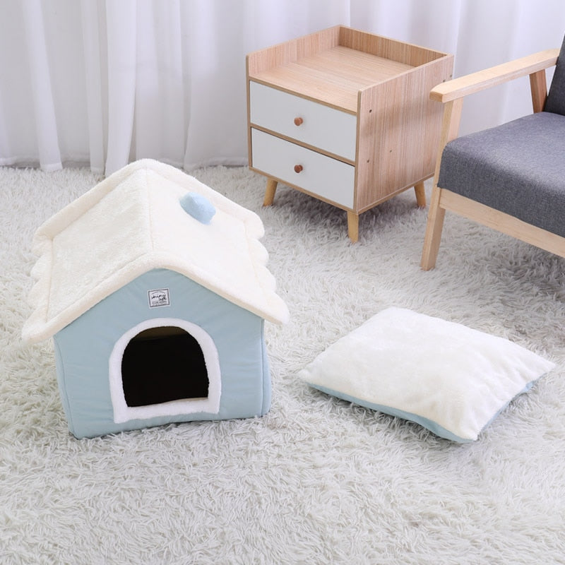 HOOPET Dog House Indoor Warm Kennel Pet Cat Cave Nest Rabbit Nest Washable Removable Mat Cozy Sleeping Bed For Cats