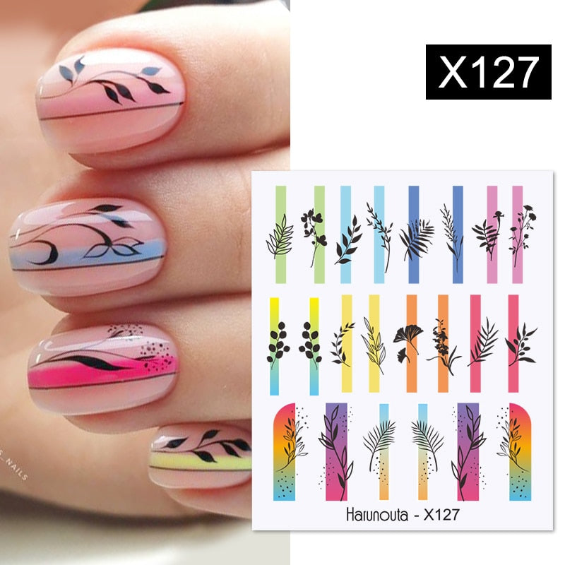 Harunouta 1 Sheet Nail Water Decals Transfer Lavender Spring Flower Leaves Nail Art Stickers Nail Art Manicure DIY