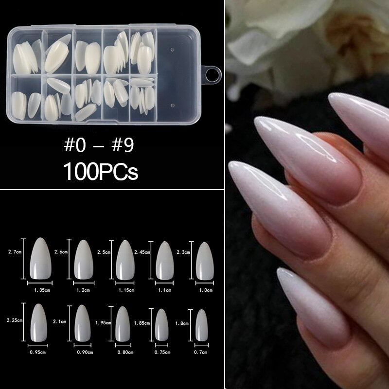 RIKONKA 100/500pcs/Bag False Ballerina Natural/Transparent Coffin Fake Nails Manicure Nails for Extension&amp;Protection Nail Art