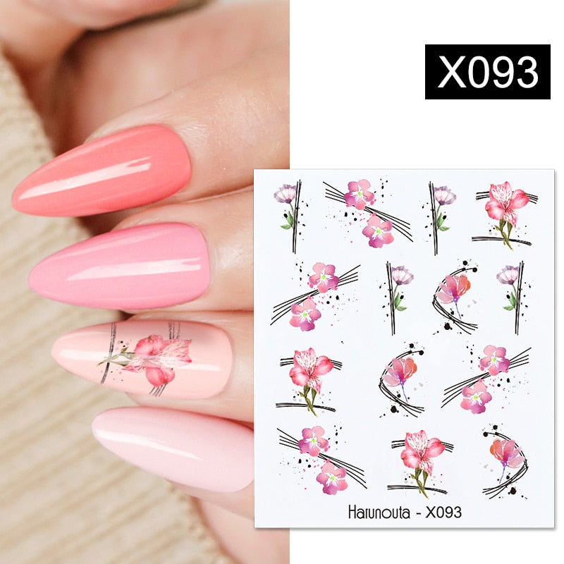 Harunouta 1 Sheet Nail Water Decals Transfer Lavender Spring Flower Leaves Nail Art Stickers Nail Art Manicure DIY