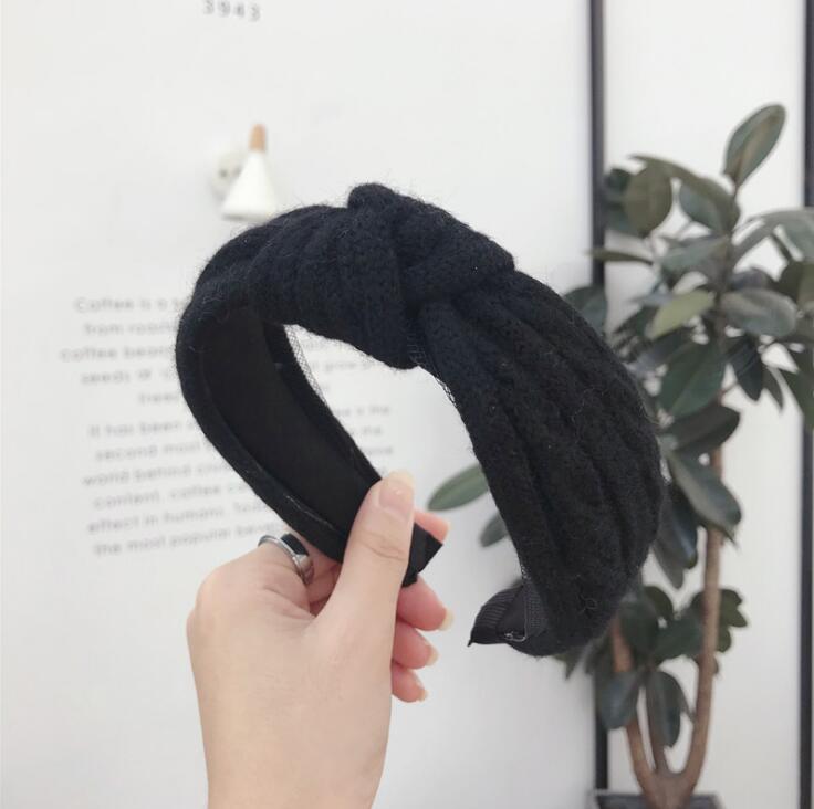 New Winter Knitted Headband Women Warm Handmade Hairband Girls Fashion Solid Turban Center Knot Casual Hair Accessories