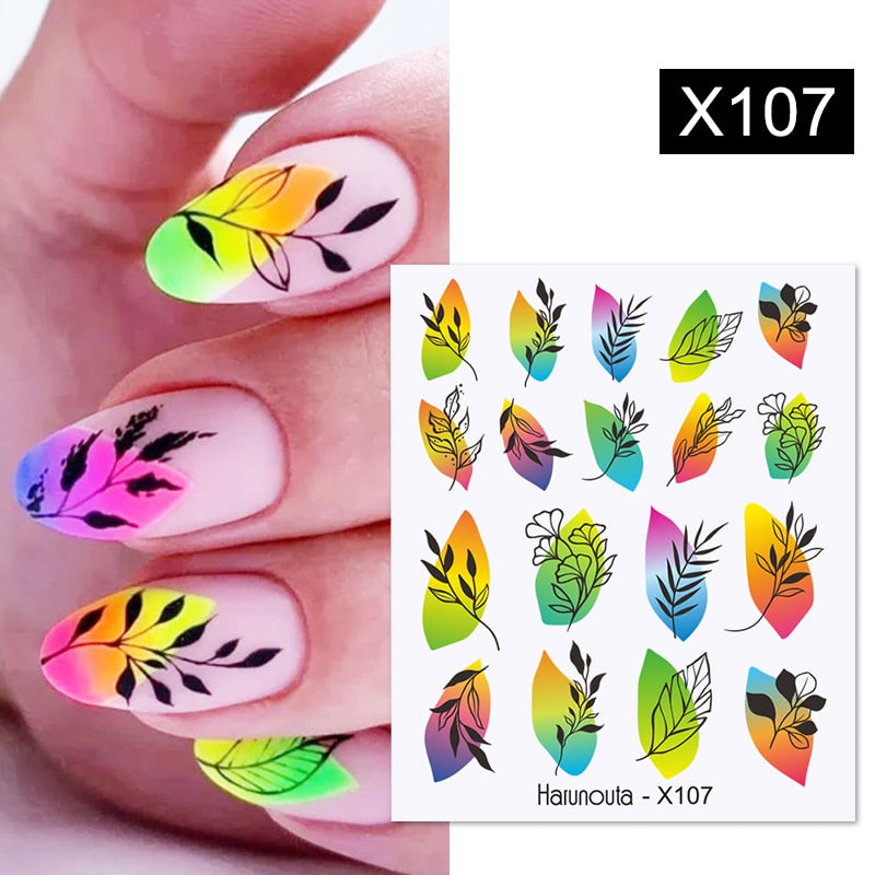 Harunouta 1 Sheet Nail Water Decals Transfer Lavender Spring Flower Leaves Nail Art Stickers Nail Art Manicure DIY