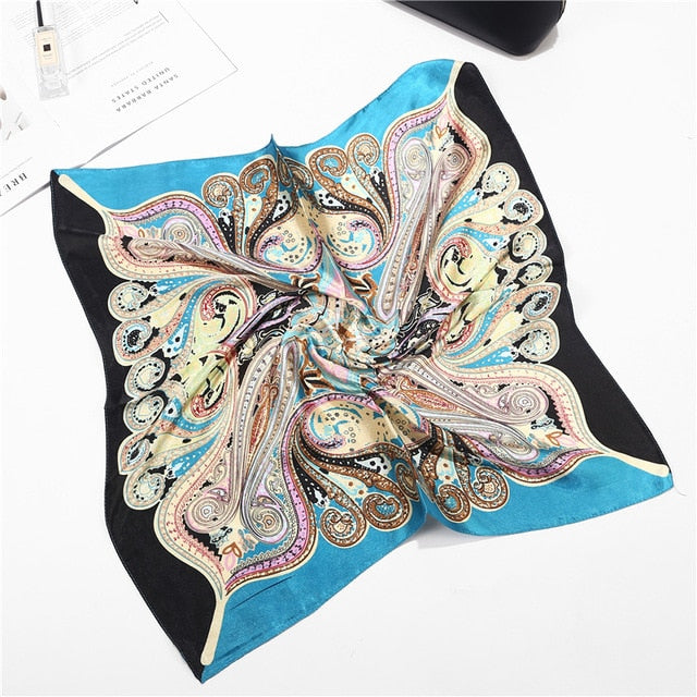 Scarf Satin Bandana Kerchief Silk Women's Luxury Brand Designer Summer Small Bag Wrap Retro Paisley Scarves Muslim Islamic