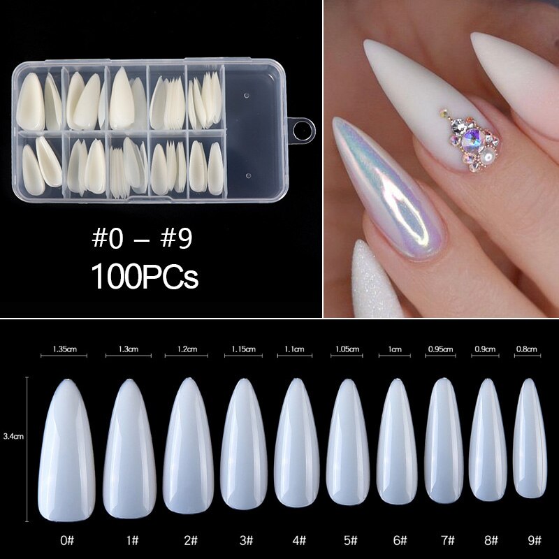 RIKONKA 100/500pcs/Bag False Ballerina Natural/Transparent Coffin Fake Nails Manicure Nails for Extension&amp;Protection Nail Art