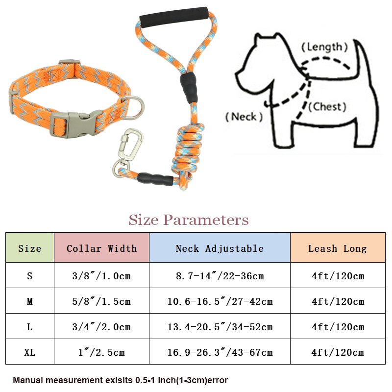 Nylon Dog Collars Leashes Adjustable Dog Rock Climbing Dogs Collar for Small Medium Large Pet Collars Leashes Set  S-XL