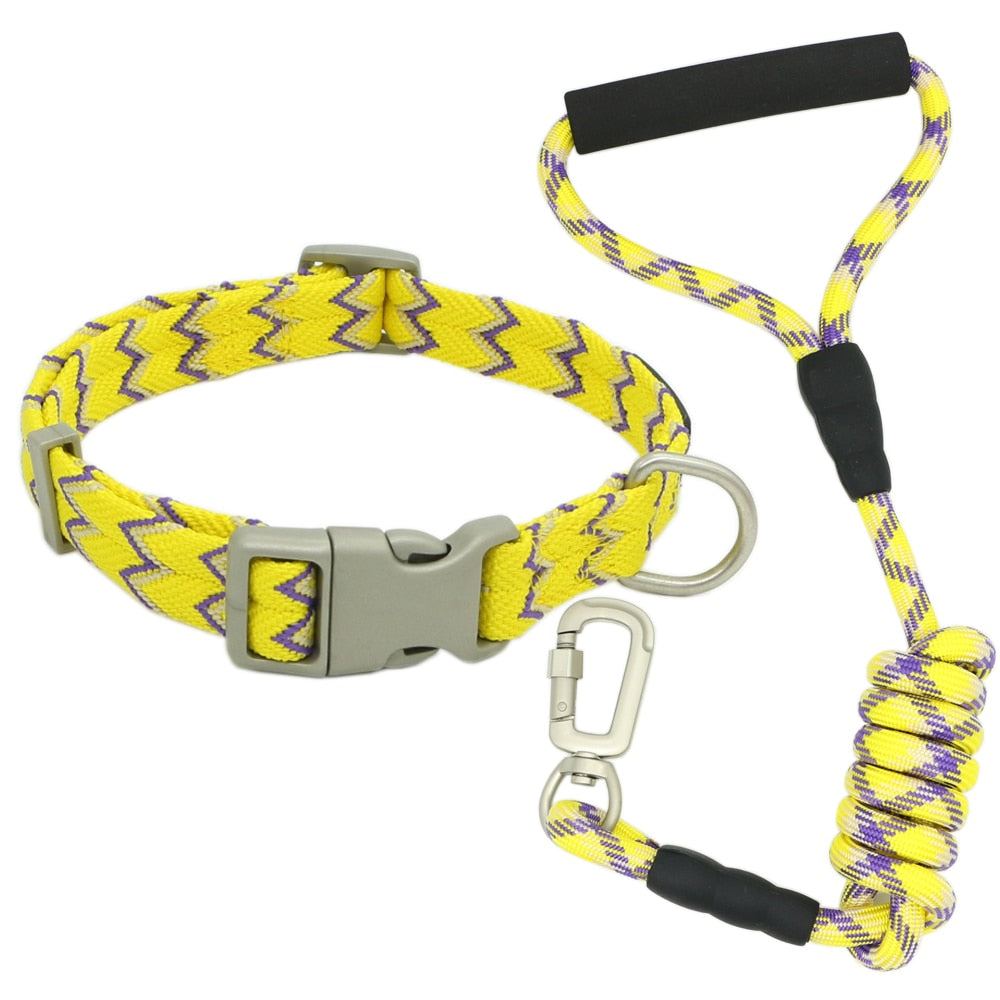 Nylon Dog Collars Leashes Adjustable Dog Rock Climbing Dogs Collar for Small Medium Large Pet Collars Leashes Set  S-XL