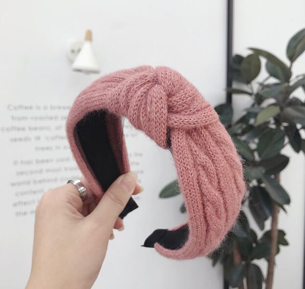 New Winter Knitted Headband Women Warm Handmade Hairband Girls Fashion Solid Turban Center Knot Casual Hair Accessories