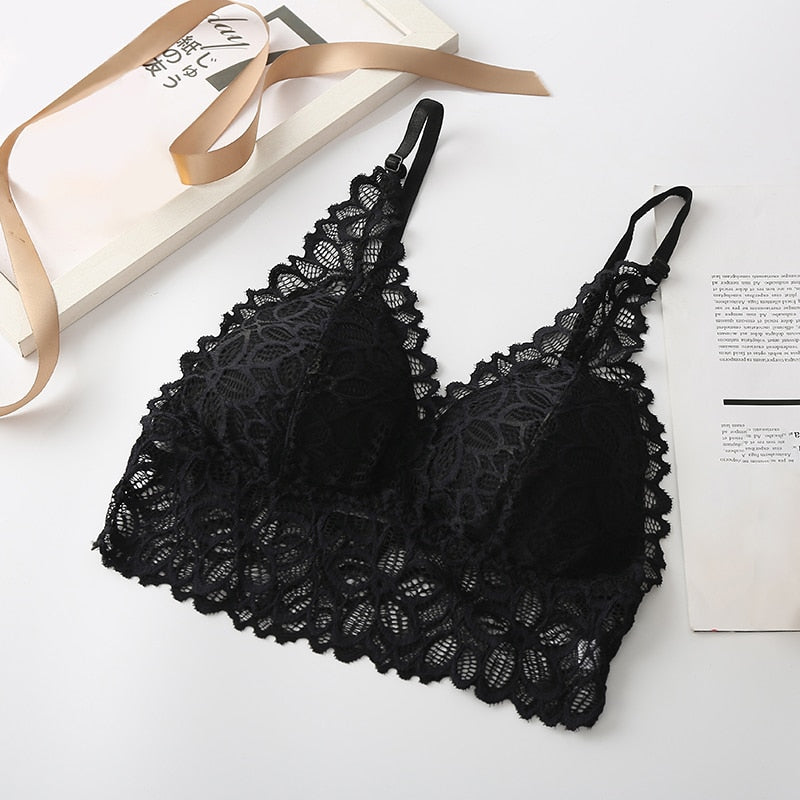 Lace Sexy Lingerie Wireless Bra For Women Padded Push Up Bralette Female Brassiere Summer Soft Backless Fashion bras Underwear