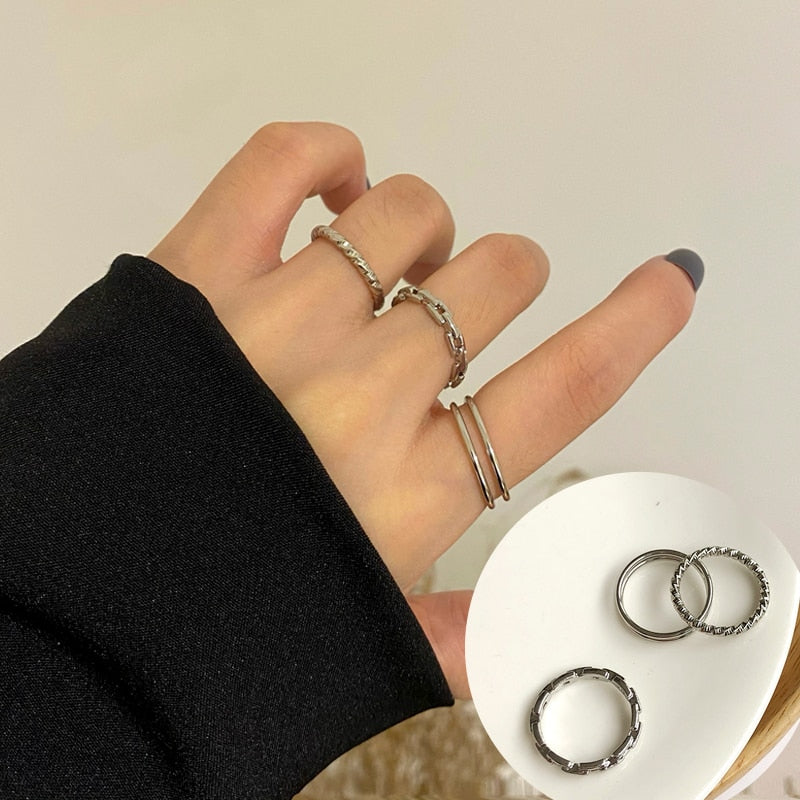 Fashion Jewelry Rings Set Hot Selling Metal Alloy Hollow Round Opening Women Finger Ring For Girl Lady Party Wedding Gifts