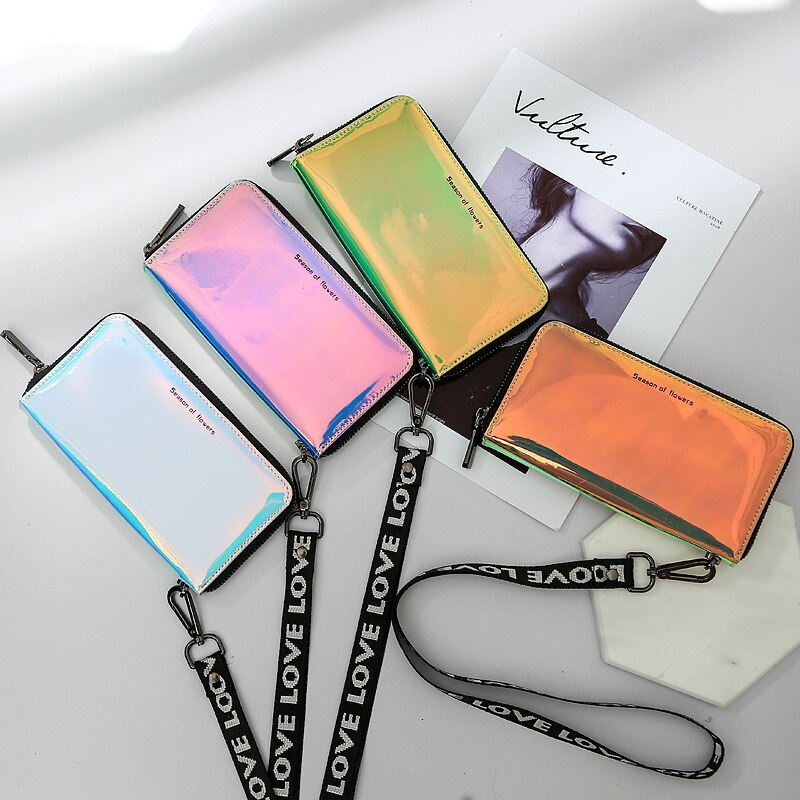 New Laser Holographic Wallet Women Long Pu leather Purse Fashion Female Clutch Large Capacity Zipper Purses Phone Purse Carteras